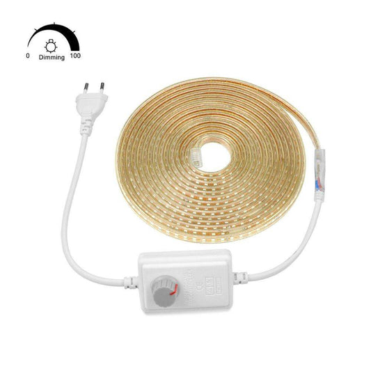 Super Bright SMD2835 Dimmable 220V LED Strip Light 1M/5M/10M/15M/20M/25M Kitchen Outdoor Garden Lamp Tape with EU Plug