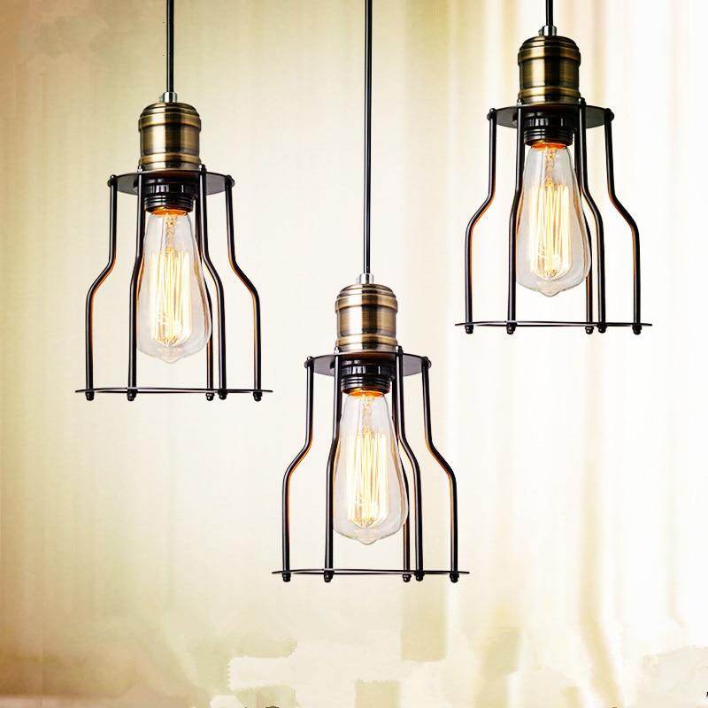 Industrial Vintage Brushed Iron Cage Edison Light Island Light retro Pendant Light