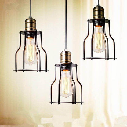 Industrial Vintage Brushed Iron Cage Edison Light Island Light retro Pendant Light
