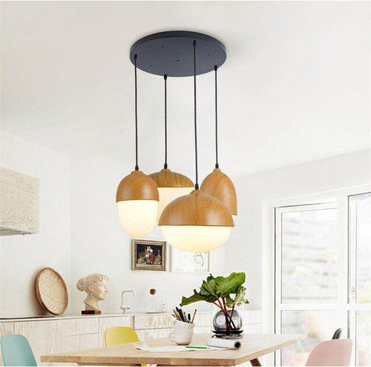 Imitation Wood Nut Pendant Lamp Industrial Retro Kitchen Shade Light for Dining Room Restaurant Island Decoration