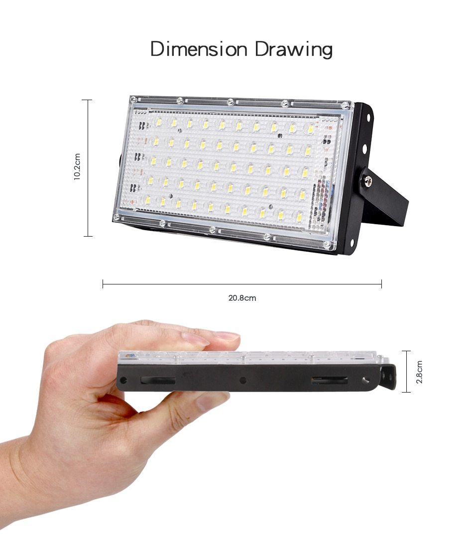 2pcs LED Flood Light 50W Outdoor Wall Reflector Lamp Street Garden Floodlight Waterproof IP65 Spotlight Lighting AC