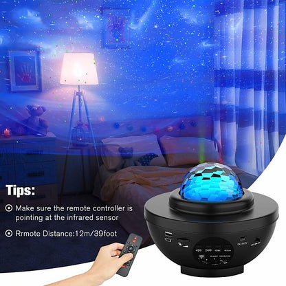 Night Light Projector Star Projector Ocean Wave Projector-Galaxy Projector Two Laser Lights with Bluetooth Music SpeakerPrefect for Bedroom/Game Rooms/Party/Night Light Ambiance