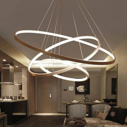 Modern Circle Rings Acrylic Aluminum Pendant Lights For Living Room Dining Room