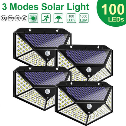 100 LED Solar Light Outdoor Solar Lamp Powered Sunlight 3 Modes PIR Motion Sensor for Garden Decoration Wall Street
