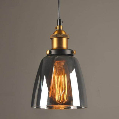Vintage Glass Pendant Lights Loft Hang Lamp Smoky Grey Hanging Light