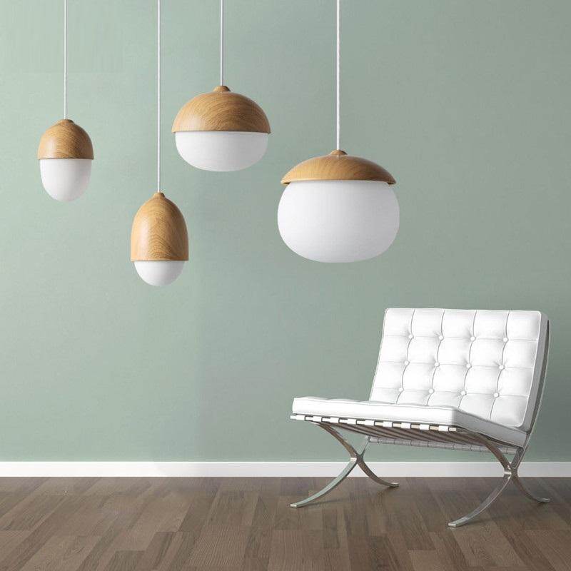 Imitation Wood Nut Pendant Lamp Industrial Retro Kitchen Shade Light for Dining Room Restaurant Island Decoration