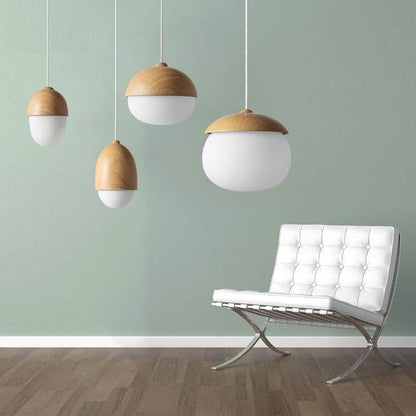 Imitation Wood Nut Pendant Lamp Industrial Retro Kitchen Shade Light for Dining Room Restaurant Island Decoration
