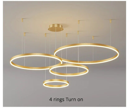Nordic LED Pendant Lights Art Free combination Rings Cord Pendant Lamp For Living Room Kitchen Cafe Bedroom Hanging Lights