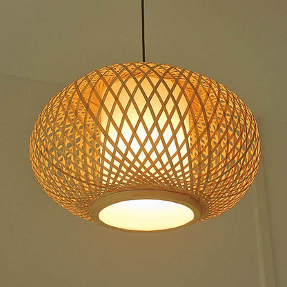 Hand Knitted Bamboo Pendant Light,Japan Style E27 For Restaurant Bedroom Rustic Rattan Art Lampadario Industrial Lamp Suspendues
