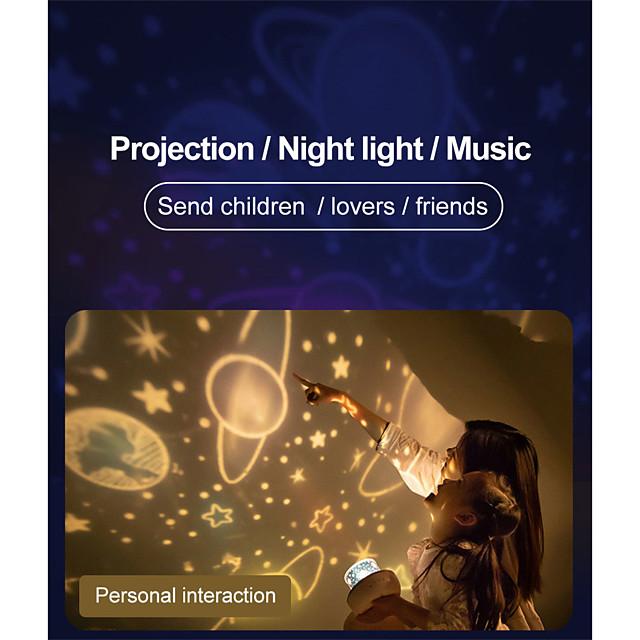 Music Projector Night Light With  Speaker Chargeable Universe Starry Sky Rotate LED Lamp Colorful Flashing Star Kids Baby Gift