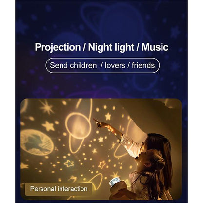 Music Projector Night Light With  Speaker Chargeable Universe Starry Sky Rotate LED Lamp Colorful Flashing Star Kids Baby Gift