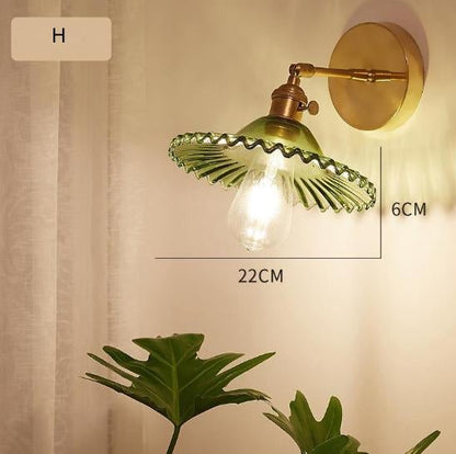 Nordic Retro Livingroom Bedroom Bedside Full Copper Wall Lamp