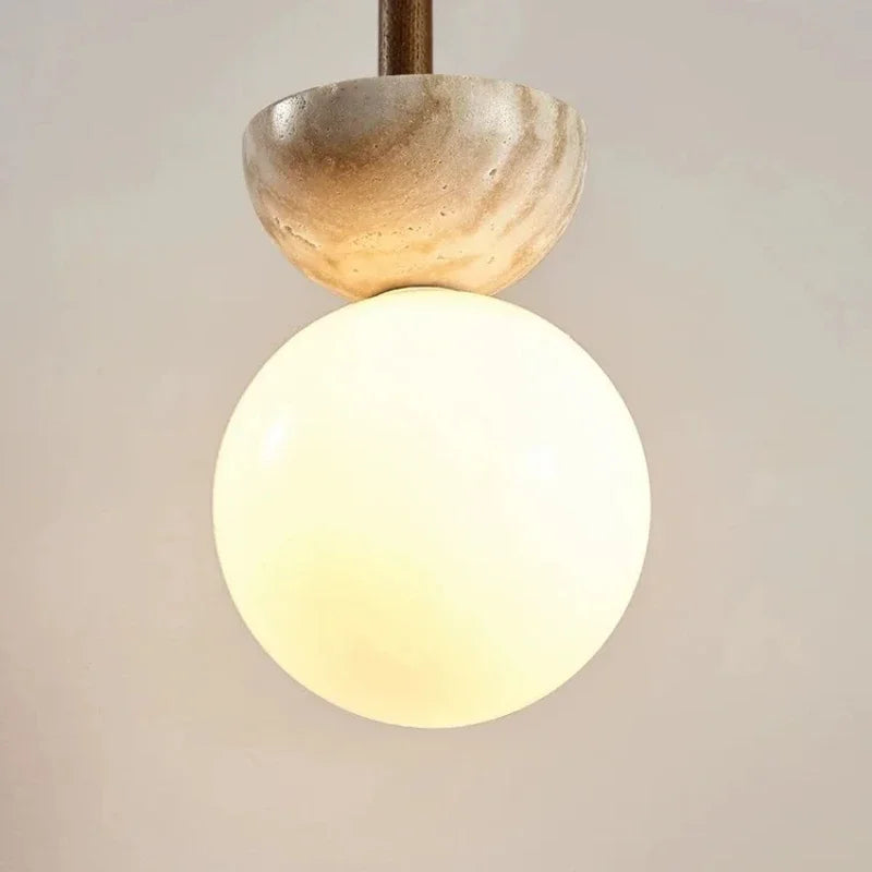 Cream Style Pendant Lamp Bedroom Bedside Led Chandelier Stone Wood Light Designer Bauhaus Medieval Restaurant Bar Small Lights