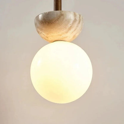 Cream Style Pendant Lamp Bedroom Bedside Led Chandelier Stone Wood Light Designer Bauhaus Medieval Restaurant Bar Small Lights