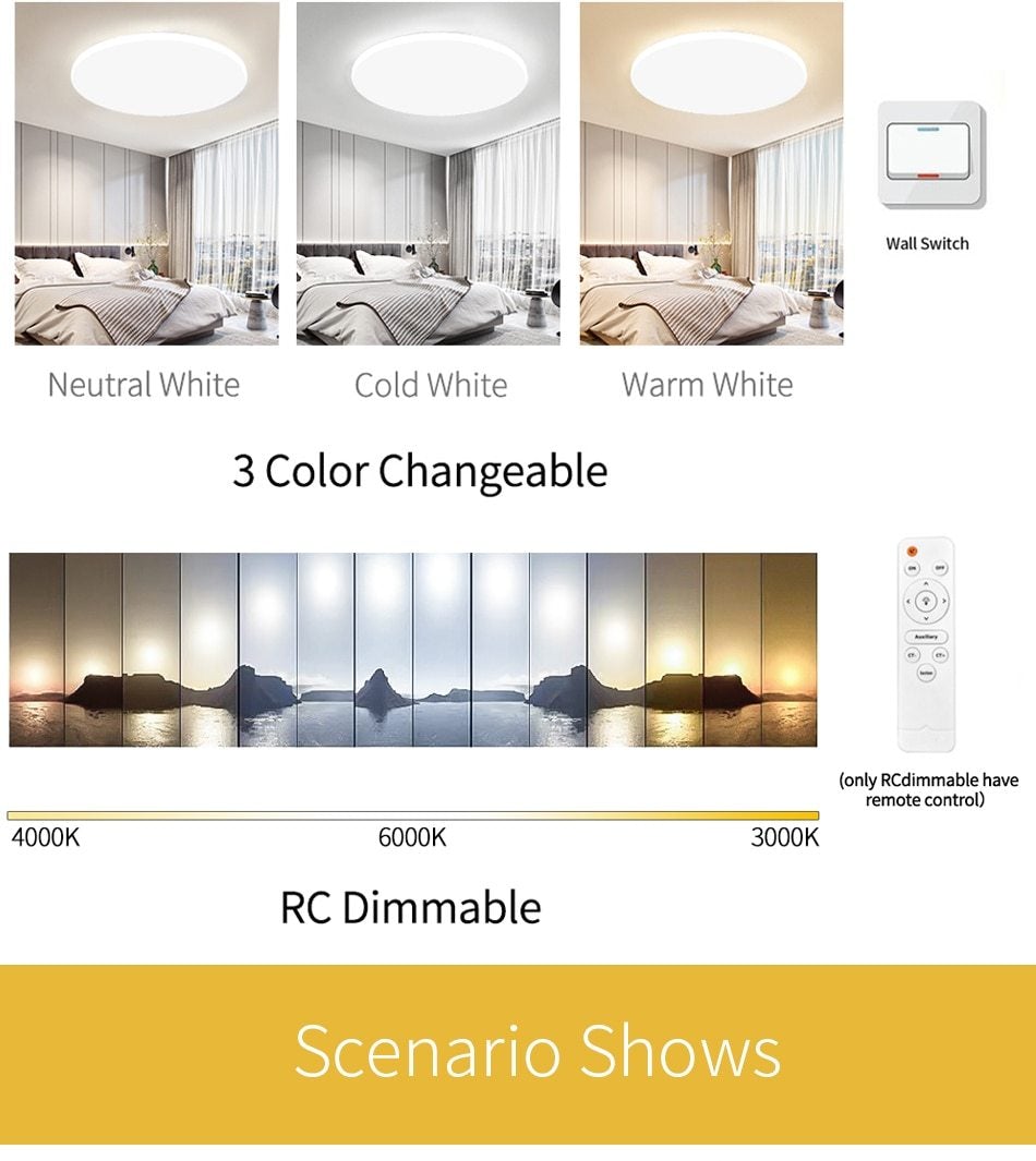 Ultra Thin LED Ceiling Lights Modern Lamp Living Room Bedroom Kitchen Lighting Fixture Surface Mount Remote Control
