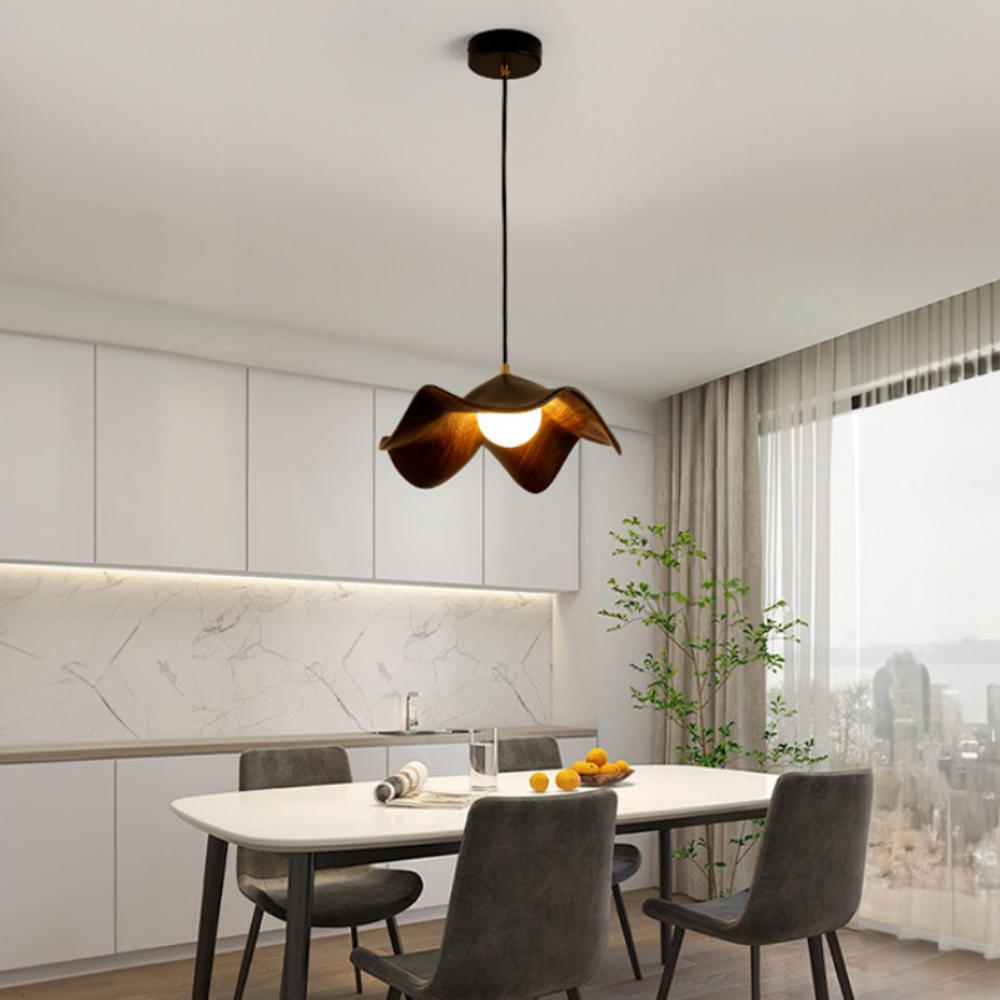 Wabi Sab Lotus Leaf Dining Pendant Light Petal Wood Grain Resin Pendants Lights Colour For Bedroom Dining Room Lighting