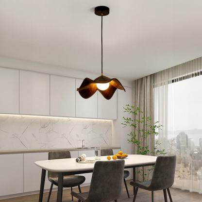 Wabi Sab Lotus Leaf Dining Pendant Light Petal Wood Grain Resin Pendants Lights Colour For Bedroom Dining Room Lighting