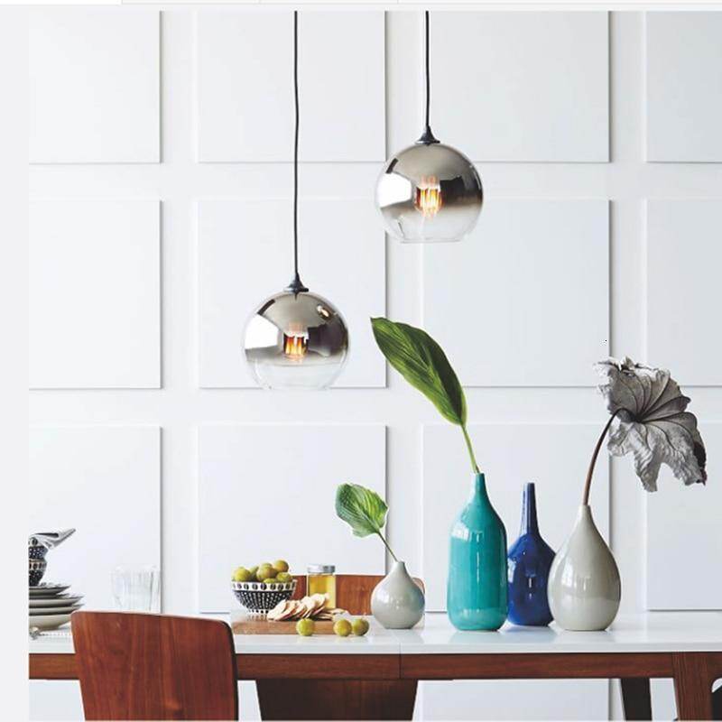Modern Creative Personality Ball Glass E27 LED Pendant Lamp For Dining Room Living Room Bedroom Study Restaurant Aisle Hall Cafe