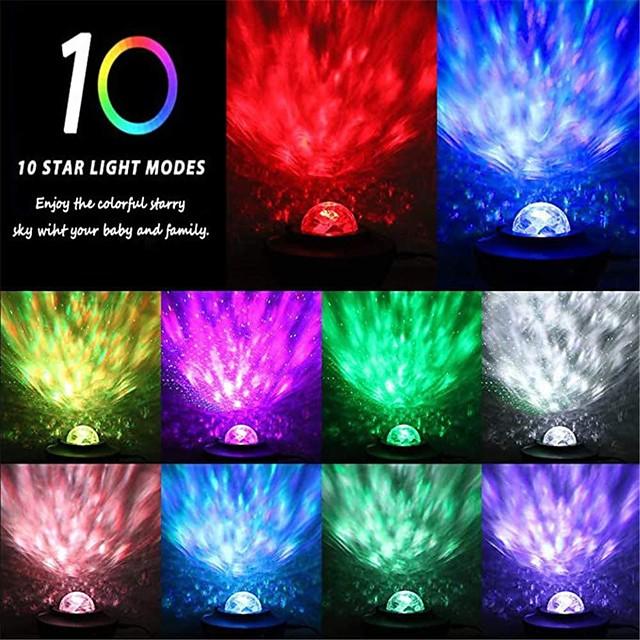 LED Starry Galaxy Projector Night Light Ocean Wave Projection with Bluetooth Music Speaker 8W LED 10 Colors 21 Lighting Modes Brightness Levels Adjustable with Remote Control-LITBest