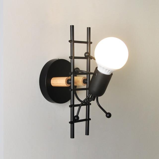 Iron Led Wall Lamp American Creative Wall Lights Metal Cartoon Robot Sconce Wall Light bedroom Children room Luminaire