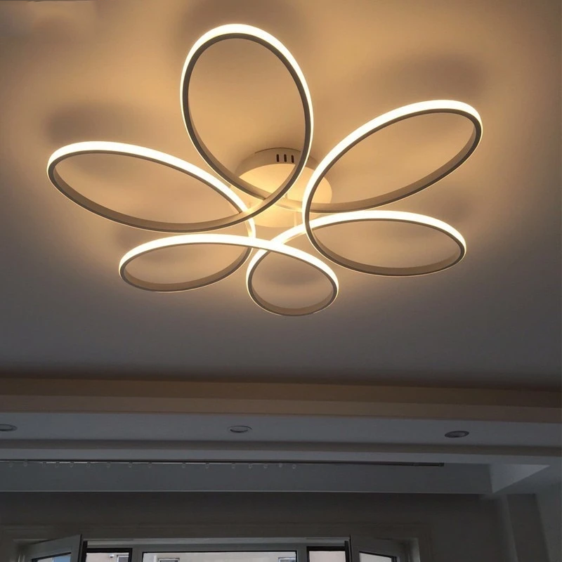 Remote Control Ceiling Lights For Living Room Bedroom  White Balck Body Color Home Deco Lamp Home Lighting Fixture