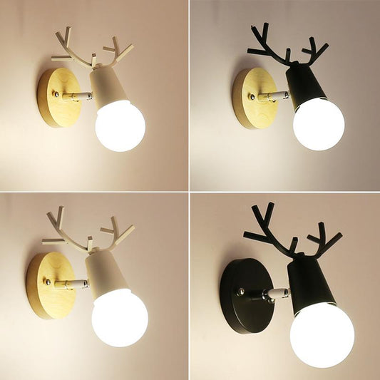 Moose Wall Light Creative Coffee Restaurant Cake Shop Cosy Flower Shop Bedroom Bedside Deer Wall Lights