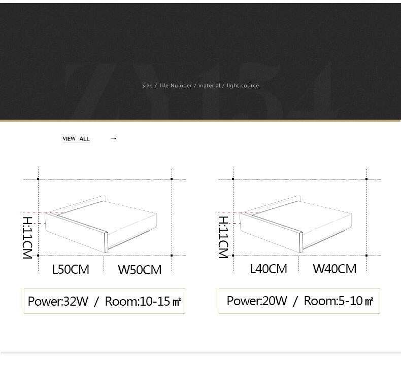 Black / White Square Minimalism Simple LED Ceiling Lights For Living Room Bedroom