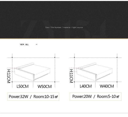 Black / White Square Minimalism Simple LED Ceiling Lights For Living Room Bedroom