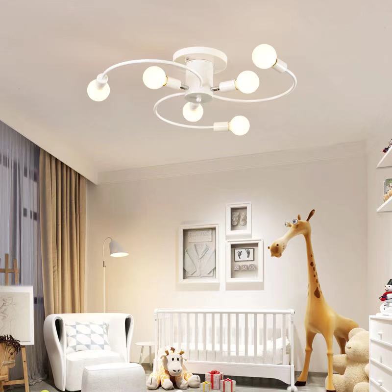 Household E27 Iron Ceiling Chandelier Lamp Modern Style Ceiling Lamp Bedroom Light Surface Installation Dining Room Lamp