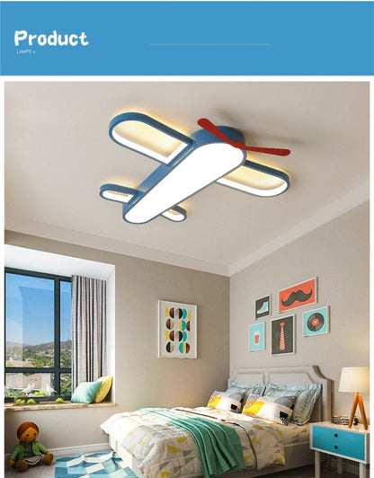Modern Kids Room LED Lamp Ceiling Light Novelty Cartoon The Plane Bedroom Shop Colorful Lighting Fixture