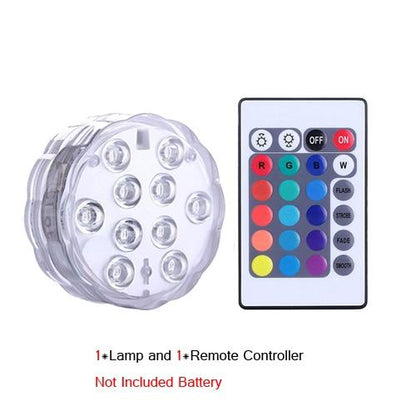 Underwater Light Waterproof Battery Operated 10LED Multi Color Submersible LED Lamp for Fish Tank Swimming Pool Wedding Party