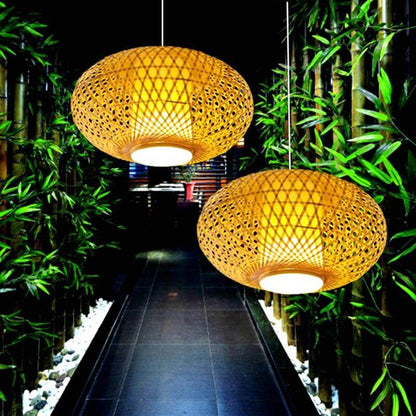Hand Knitted Bamboo Pendant Light,Japan Style E27 For Restaurant Bedroom Rustic Rattan Art Lampadario Industrial Lamp Suspendues