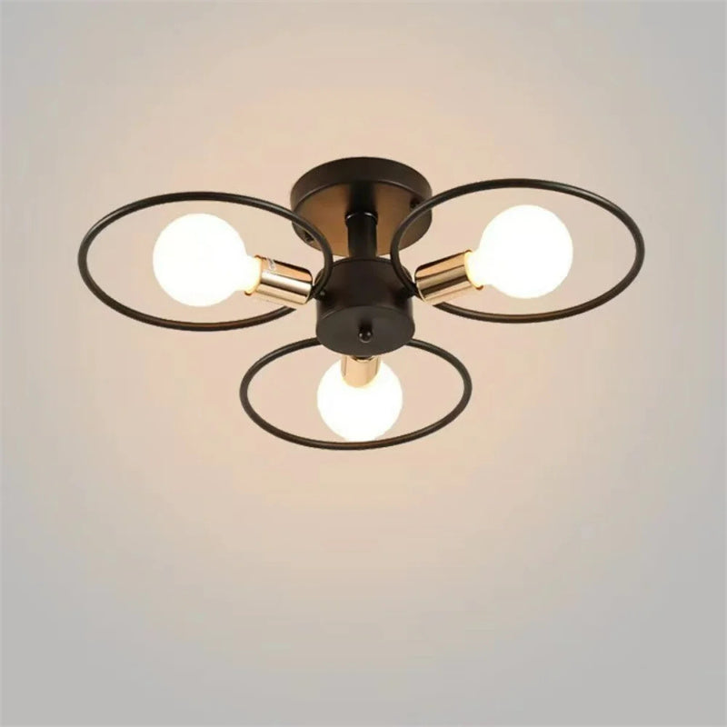 Nordic Pendant Lights Iron Ceiling Lamp Multiple Heads E27 Chandelier Black White Gold Color Lighting Fixture