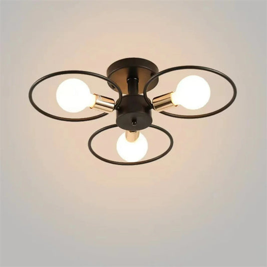 Nordic Pendant Lights Iron Ceiling Lamp Multiple Heads E27 Chandelier Black White Gold Color Lighting Fixture