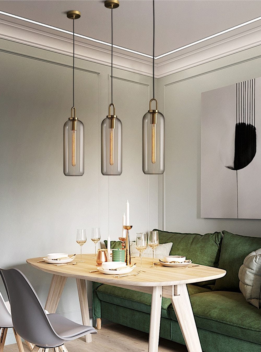 Postmodern Ins Pendant Lights Luxury Restaurant Lamps Nordic Bar Bedroom Bedside Glass Ball Single Hanging Lamp