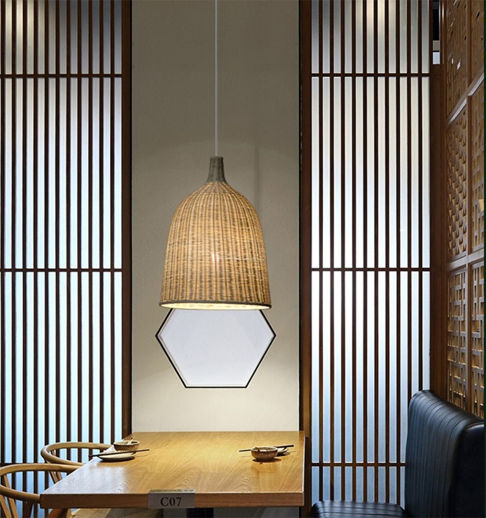 Hand Woven Rattan Pendant Light Japan Style Hanging Lamp E27 For Restaurant Bedroom Rustic Art Industrial Lamps Creative LED
