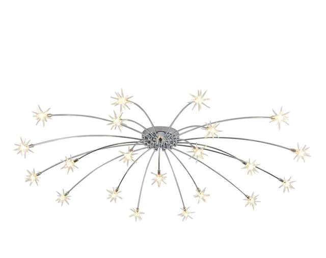 Starry Sky Stars LED Ceiling Lights Light Modern Round Crystal Glass 21/28 Heads Stars Lamps Bedroom Living Room Fixtures