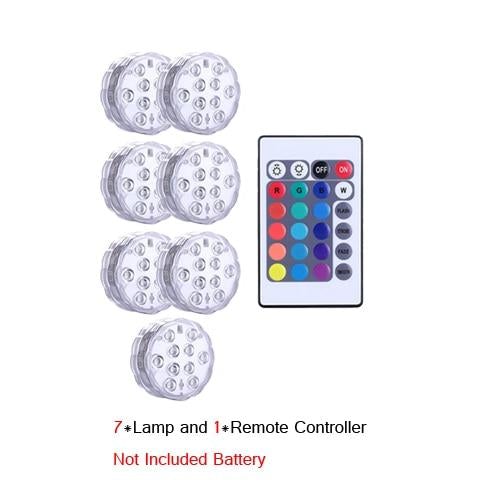 Underwater Light Waterproof Battery Operated 10LED Multi Color Submersible LED Lamp for Fish Tank Swimming Pool Wedding Party