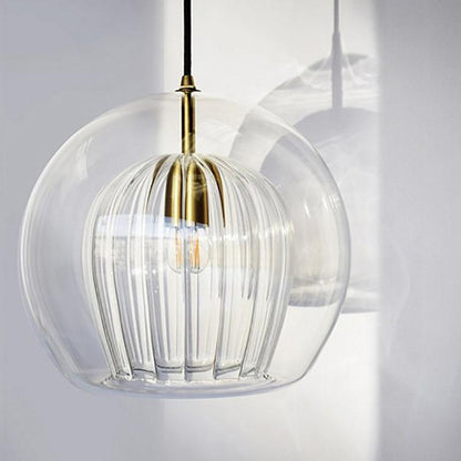 All Copper Dining Room Chandelier Small Table Lamp Household Creative Glass Duplex Staircase Nordic Dining Room Lamp