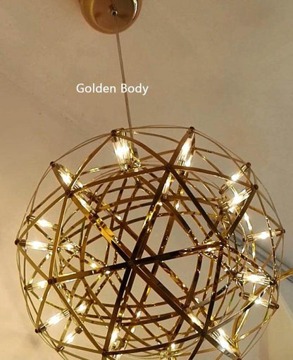 Modern Brief Loft Spark Ball LED Pendant Light Fixture Firework Ball Stainless Steel Pendant Lamps Home Deco Lighting
