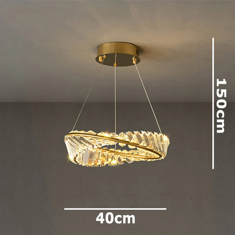 Dimmable Crystal Chandeliers Lighting Modern Ring Pendant Light LED Lamp Fixtures for Dining Room Livingroom Bedroom Kitchen