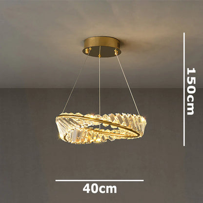 Dimmable Crystal Chandeliers Lighting Modern Ring Pendant Light LED Lamp Fixtures for Dining Room Livingroom Bedroom Kitchen