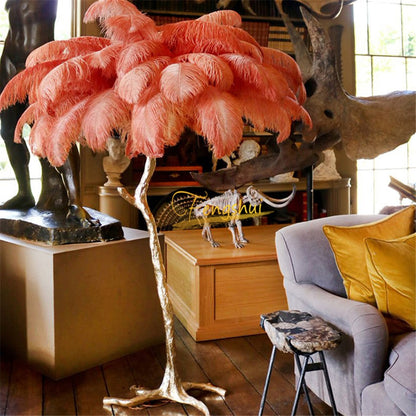 Modern Ostrich Feather Living Room LED Floor Lamps Living Room Bedroom Modern Interior Lighting Decor Floor Light Standing Lamp