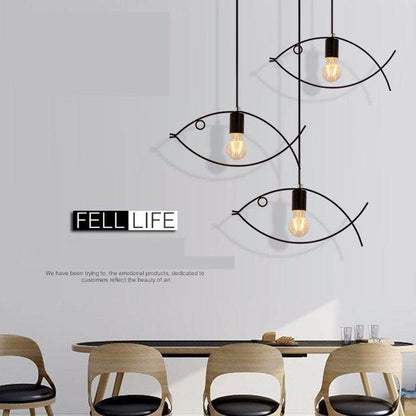 Nordic minimalist retro clothing store creative personality small fish chandelier bar restaurant wrought iron single three head