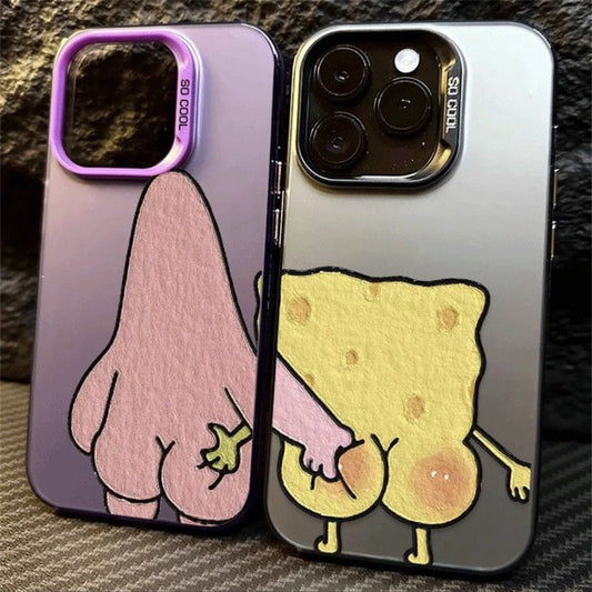 Hot S-SpongeBobs Pinch Butt Couple Phone Case For iPhone 17 16 Pro Max Case 15 14 13 12 11 Pro XR X XS Max 8 7 TPU Shockproof Cover
