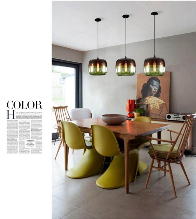 Modern Nordic Art Deco Colorful Hanging Glass Pendant Lamp Lights Fixtures E27 LED For Kitchen Restaurant Living Room Bedroom