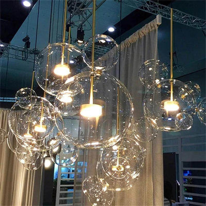Modern Creative Clear Glass Bubble Ball LED Pendant Llights Kitchen Bedroom Store Cafe Interior Lighting Decorative Hanging Lamp