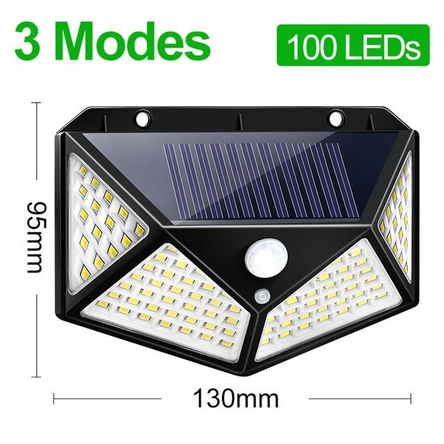 100 LED Solar Light Outdoor Solar Lamp Powered Sunlight 3 Modes PIR Motion Sensor for Garden Decoration Wall Street