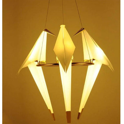 Modern Paper Crane Metal Vintage Chandelier Hanging Light Restaurant Living Dining Children's Room LED Bird Design Pendant Lamp