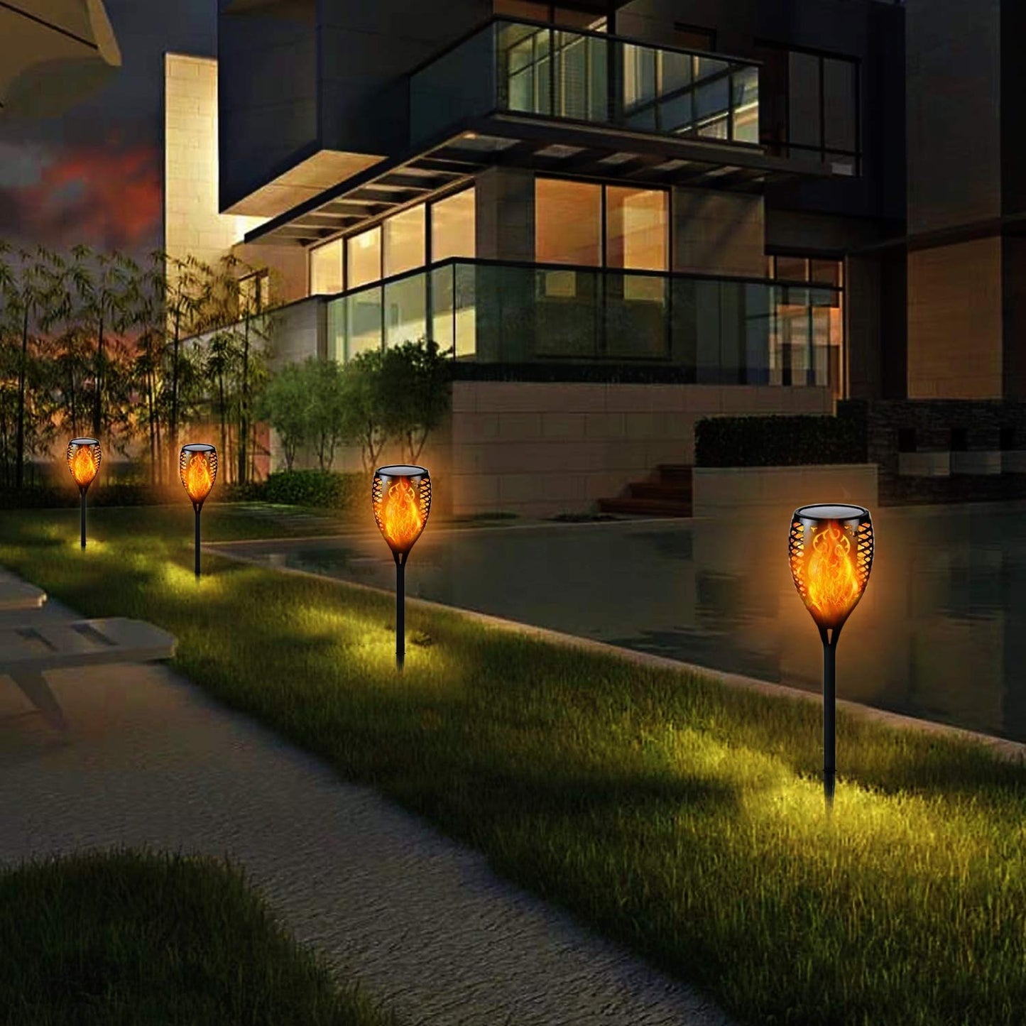 33/96 LED Solar Flame Lights Outdoor IP65 Waterproof Led Solar Garden Light Flickering Torches Courtyard Decoration Lawn Lamp